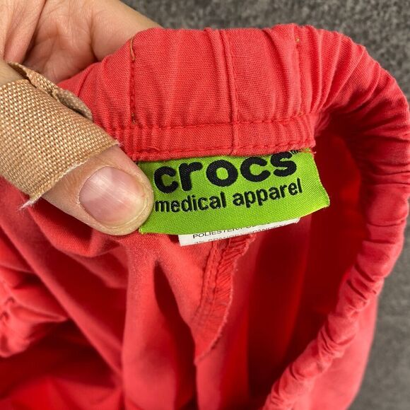 Crocs Scrub Pants Women M Medium Red High Rise Pleated Medical Apparel Cotton - Picture 9 of 11